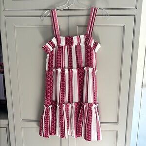 Elan Tiered Red and White Mini Dress.